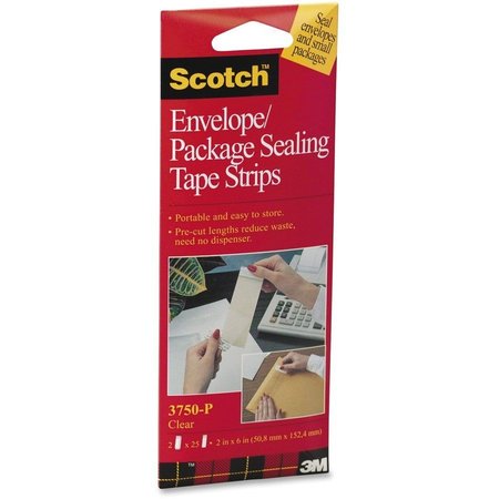 SCOTCH Packaging Tape Pad, 2"x6", 25/PK, Clear 2PK MMM3750P2CR